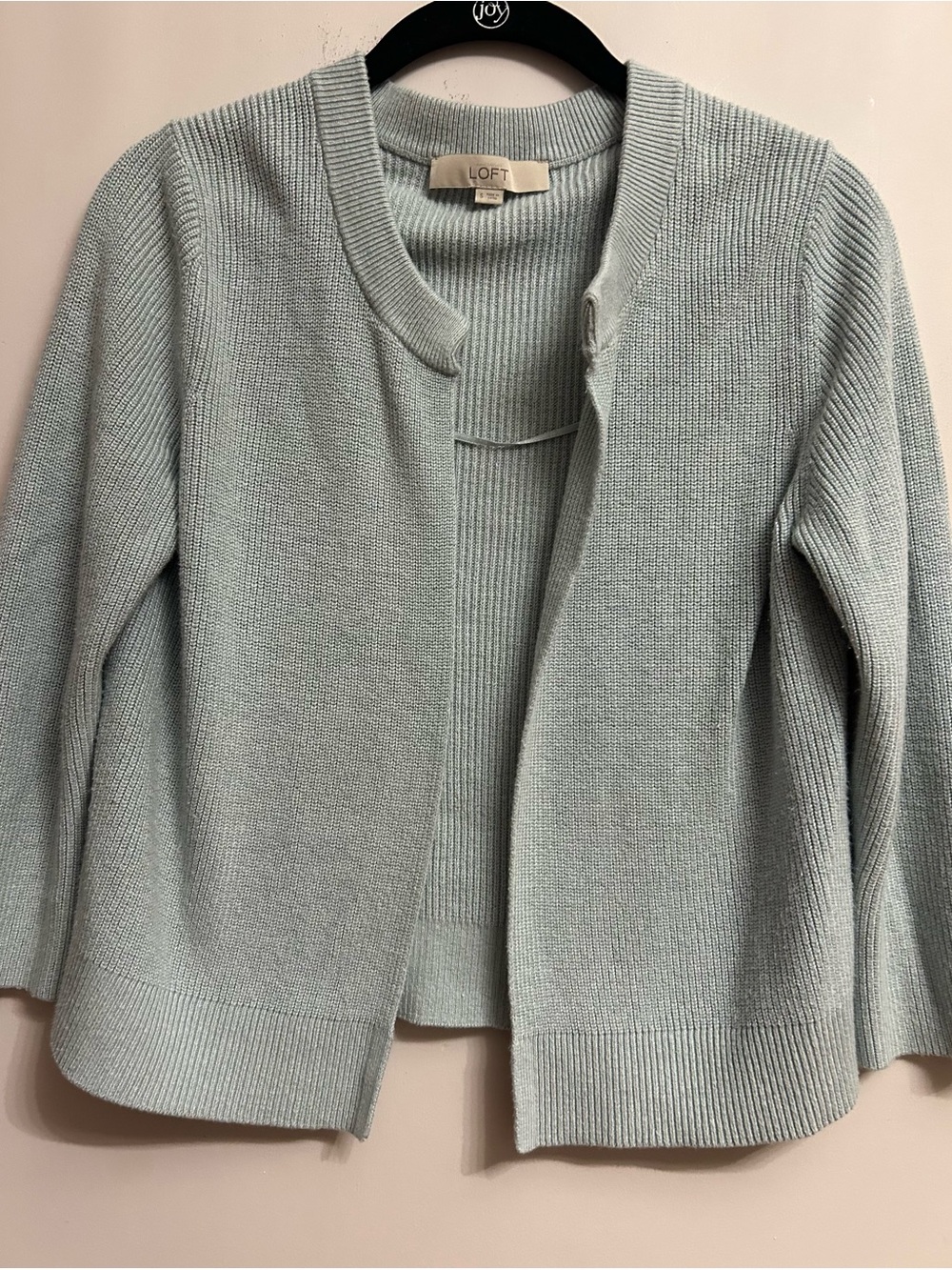 LOFT Mint Green Open-Front Knit Cardigan